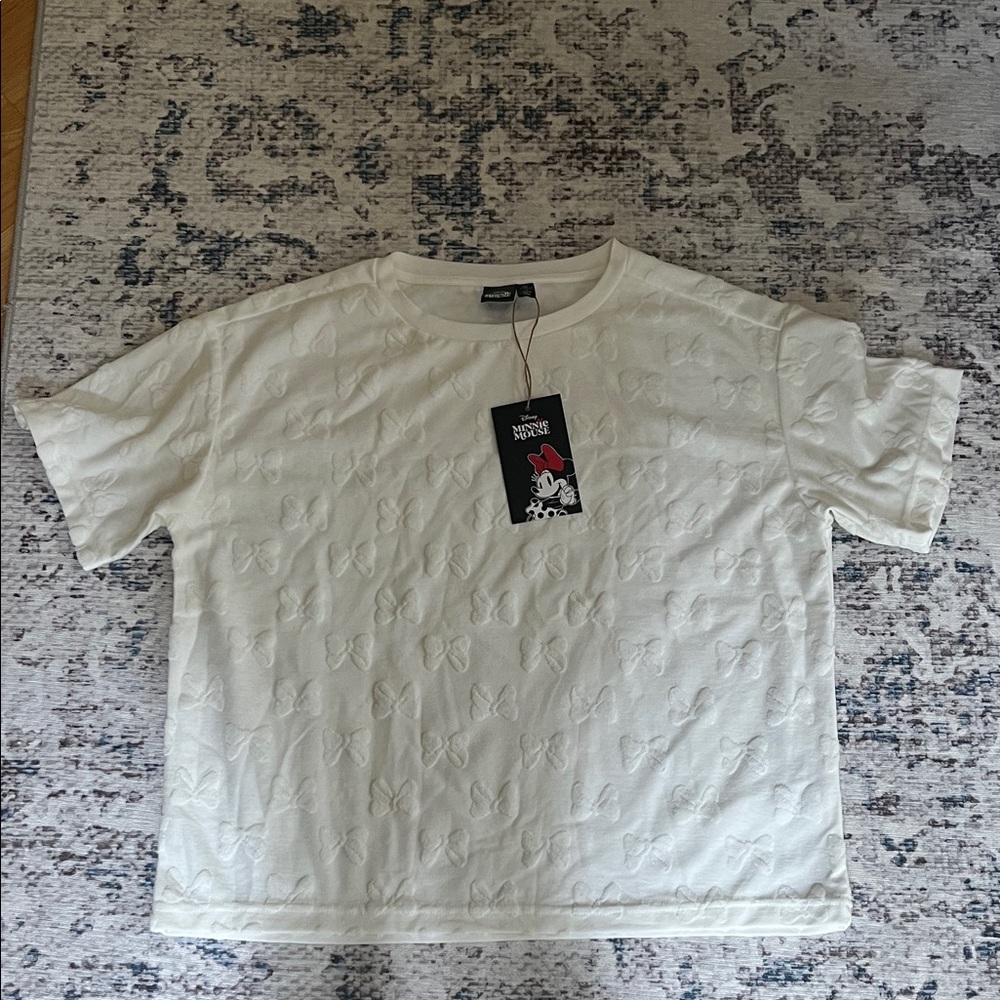 Disney White Textured Short Sleeve Tee